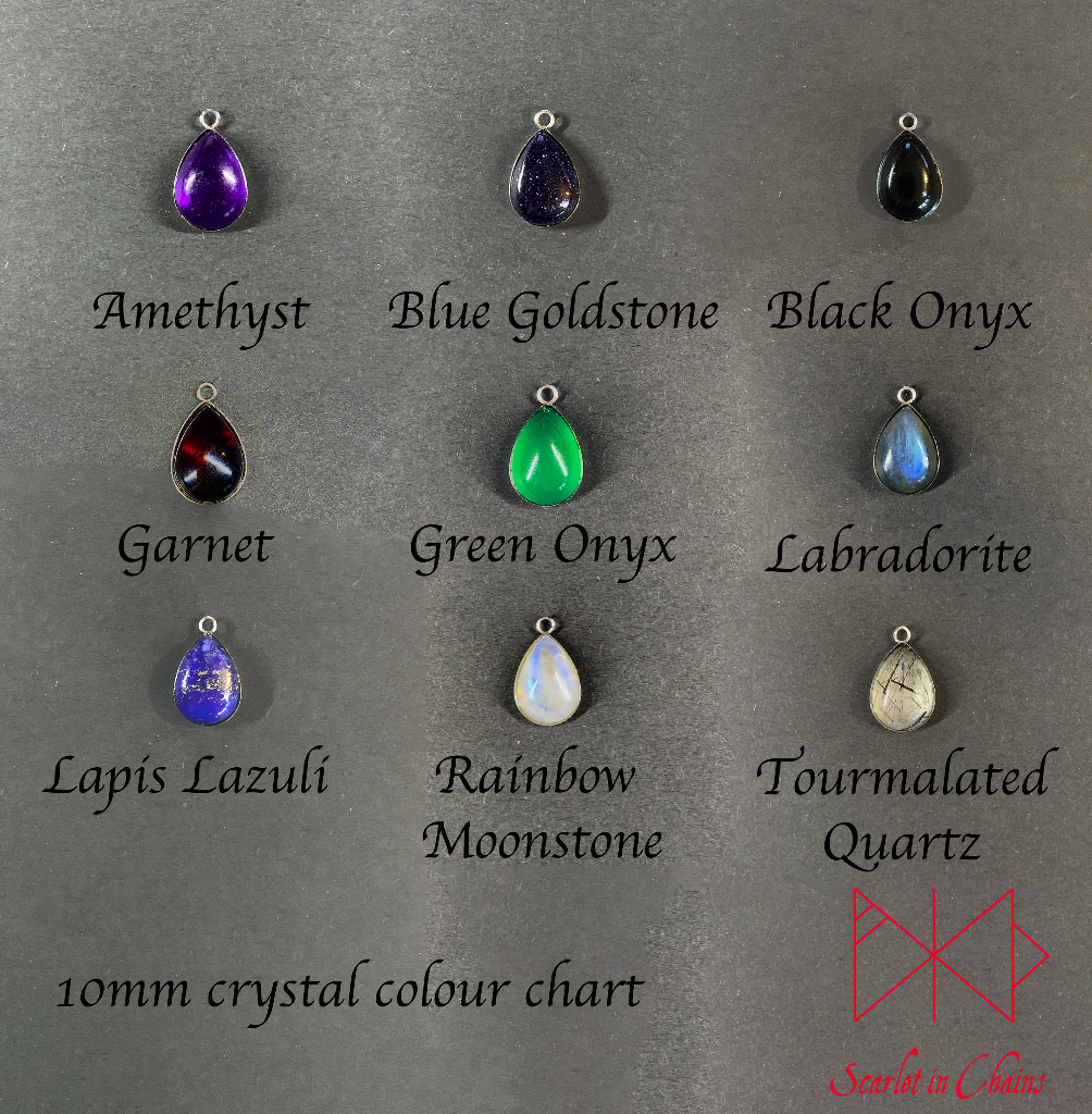 Blood Countess stainless steel day collar - Goth choker - Trad Goth necklace - Amethyst necklace - vampire necklace - Goth collar shown colour chart