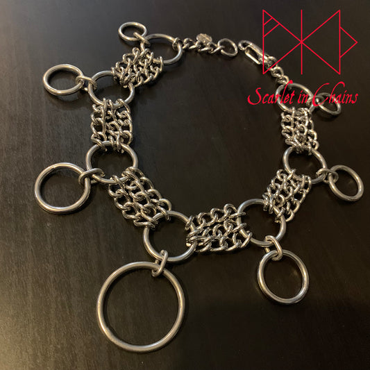 Abraxus Abraxas choker collar goth choker alternative collar stainless steel jewellery, goth jewellery, event jewellery, day collar shown flat