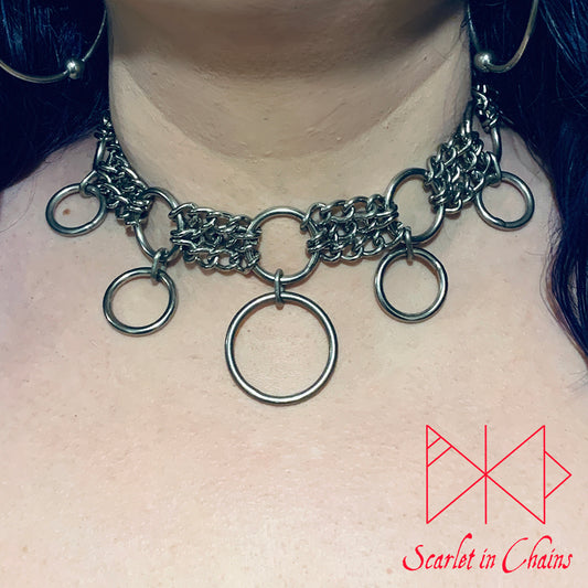 Abraxus Abraxas choker collar goth choker alternative collar stainless steel jewellery, goth jewellery, event jewellery, day collar shown warn