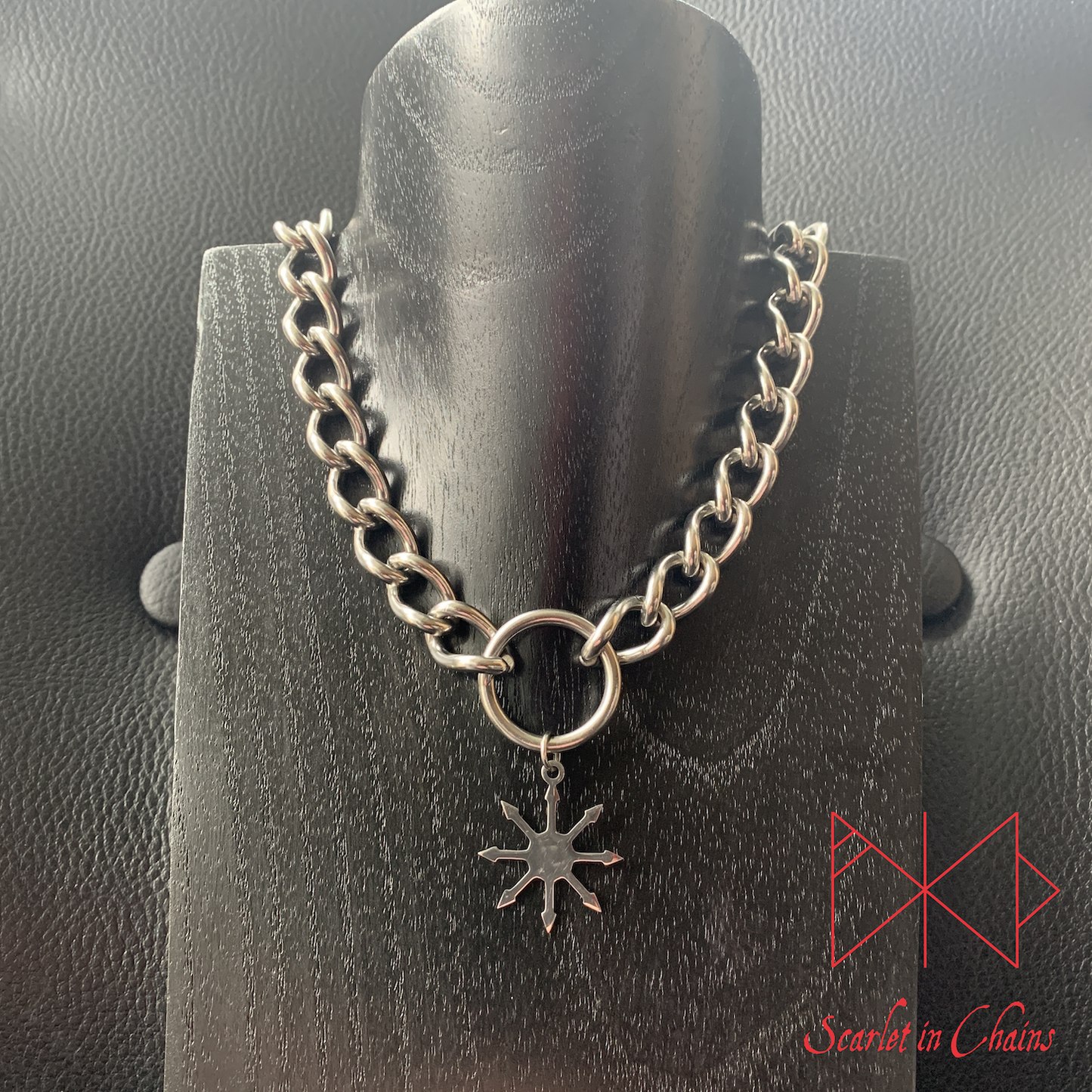 Stainless Steel Chaos Magick charm necklace, day collar, Witch necklace, witchy necklace, Shown Full