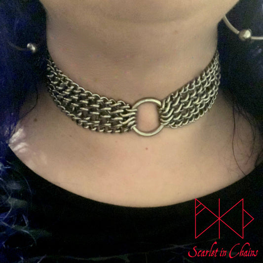 Stainless Steel Demoness choker - Statement choker - regal jewellery - Goth Wedding - Mistress choker - BDSM collar - Goth choker shown worn front, goth choker, alternative collar, stainless steel jewellery, goth jewellery, event jewellery. Goth Necklace, Stainless Steel Necklace, Event Necklace, day collar