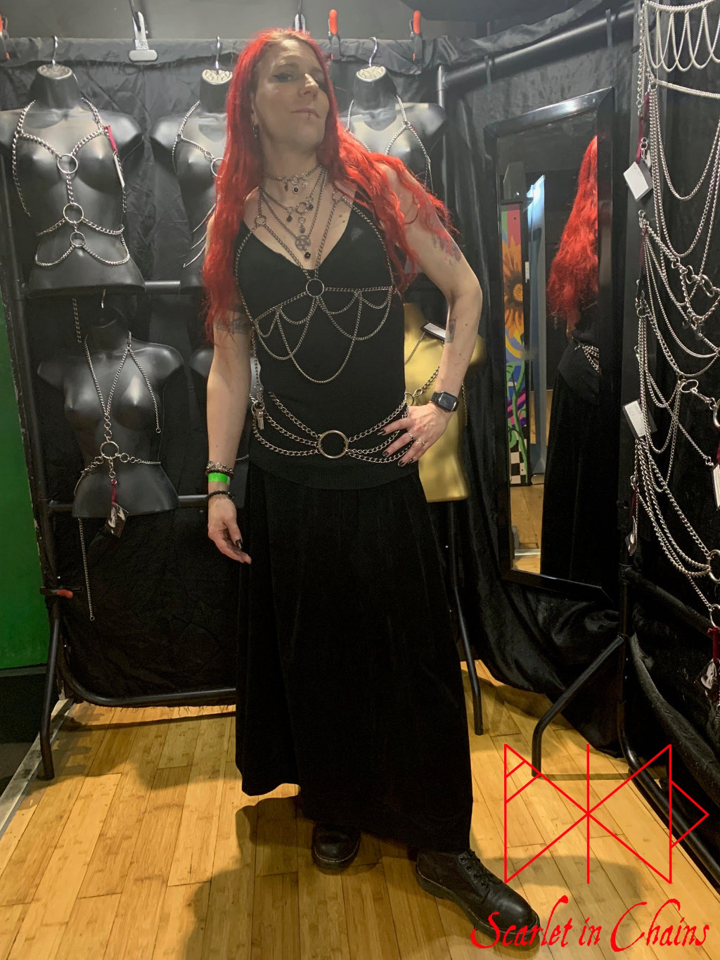 Empress Harness - Statement Harness - Chain Harness - Chain Bra - Stainless Steel Harness - Shown Worn in public, goth jewellery, alternative jewellery, stainless steel jewellery, event jewellery, body chains