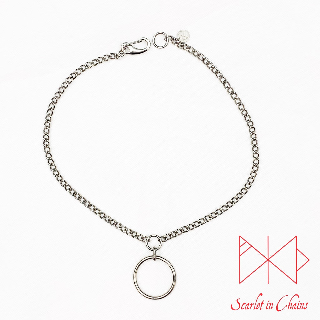 Stainless Steel Full Circle Collar - BDSM day collar - Mistress Gift - O ring necklace - Grunge chains - Goth Collar - witchy necklace Shown Flat, goth choker, alternative collar, stainless steel jewellery, goth jewellery, event jewellery. Goth Necklace, Stainless Steel Necklace, Event Necklace