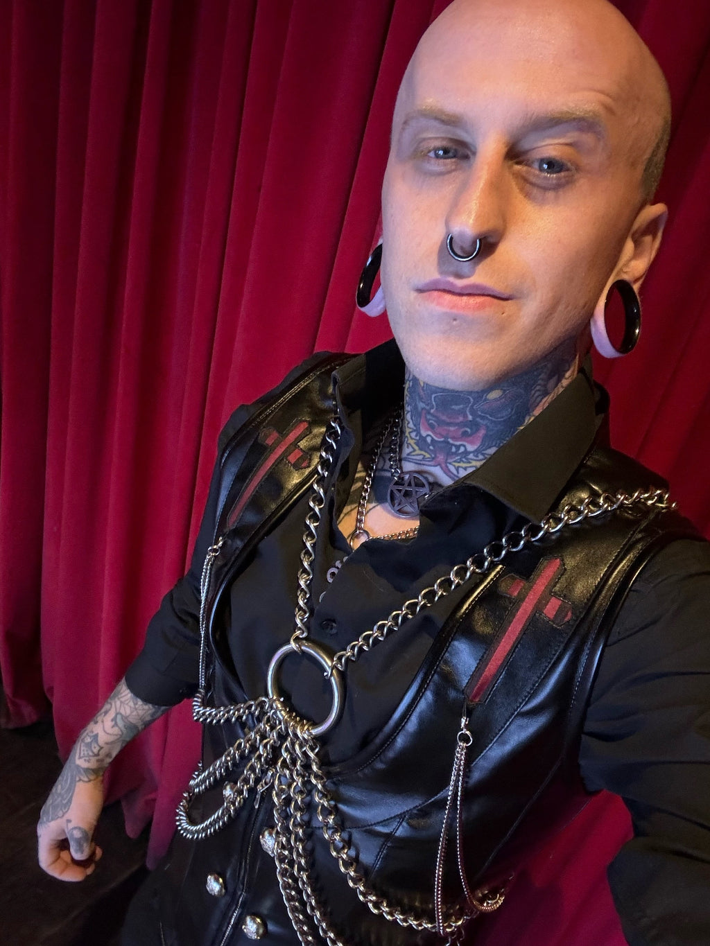 Hades Body Harness Stainless steel harness goth harness chain harness male shown worn, goth jewellery, alternative jewellery, stainless steel jewellery, event jewellery, body chains