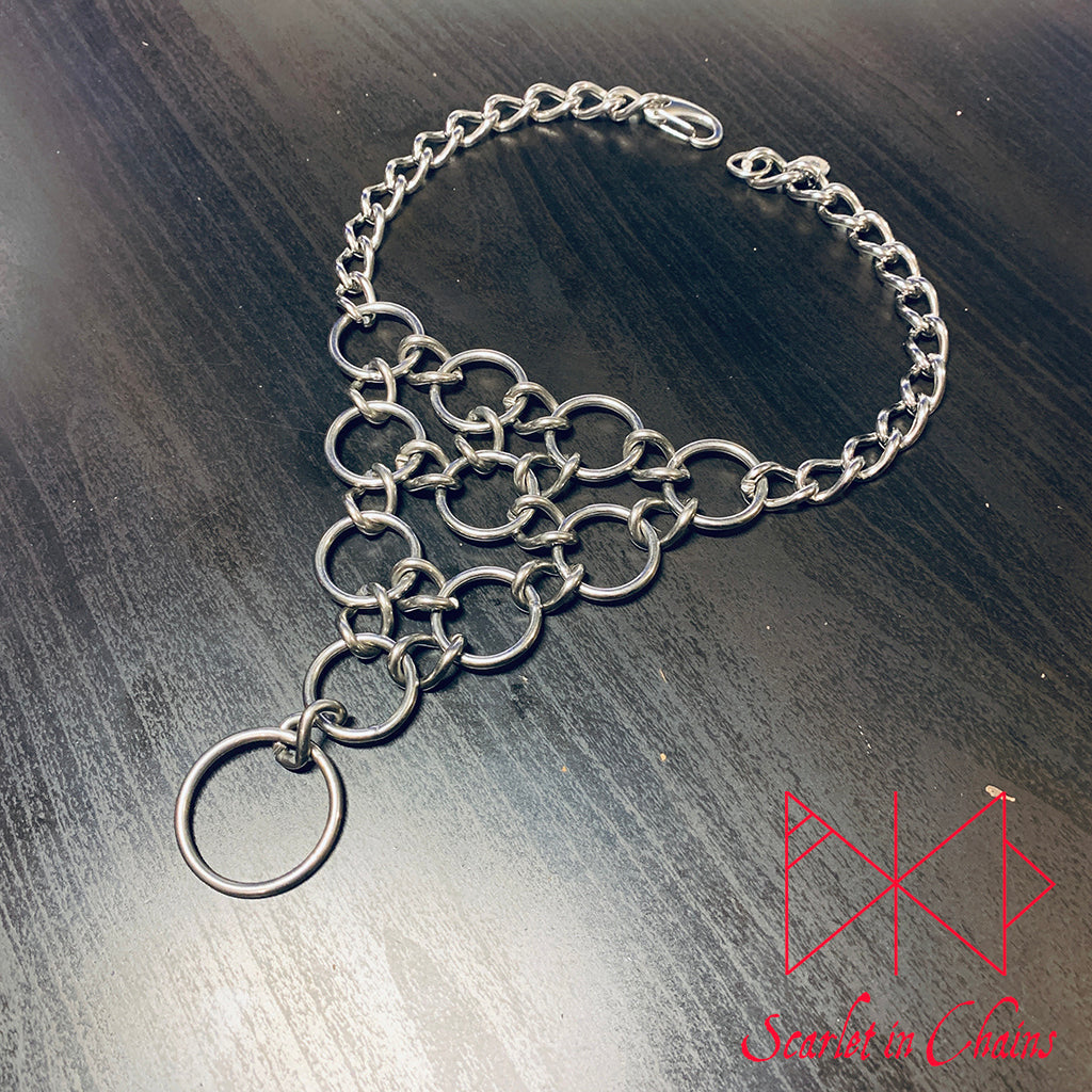 High Huntress necklace choker stainless steel jewellery goth shown flat, goth choker, alternative collar, stainless steel jewellery, goth jewellery, event jewellery. Goth Necklace, Stainless Steel Necklace, Event Necklace, witch jewellery, witch necklace, witchy necklace, witchy jewellery