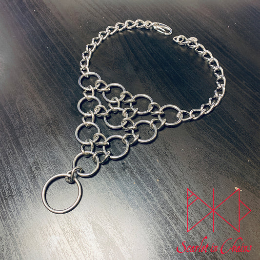 High Huntress necklace choker stainless steel jewellery goth shown flat, goth choker, alternative collar, stainless steel jewellery, goth jewellery, event jewellery. Goth Necklace, Stainless Steel Necklace, Event Necklace, witch jewellery, witch necklace, witchy necklace, witchy jewellery
