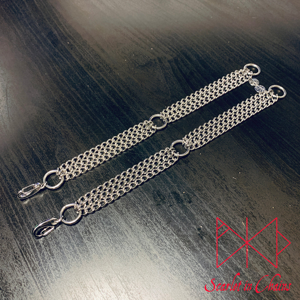 Micro Demoness Anklets Pair Goth anklet alternative anklet stainless steel anklet shown flat