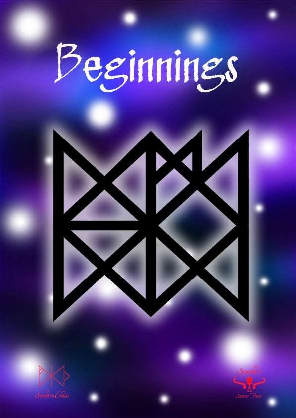 New Beginnings Fehu Art Card Showing Bind Rune, goth choker, alternative collar, stainless steel jewellery, goth jewellery, event jewellery. Goth Necklace, Stainless Steel Necklace, Event Necklace, witch jewellery, witch necklace, witchy necklace, witchy jewellery