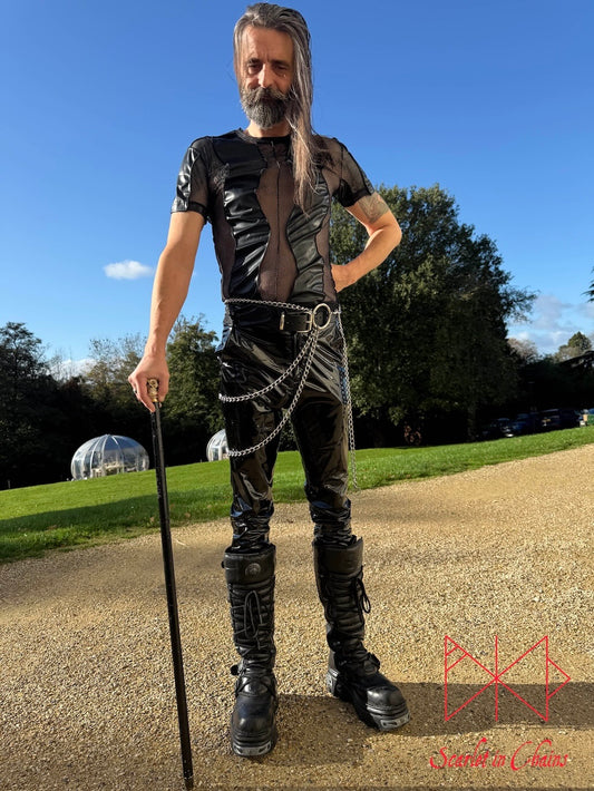 Odin belt and body harness, goth harness alternative harness stainless steel harness chain harness, goth jewellery, alternative jewellery, stainless steel jewellery, event jewellery, body chains, Goth Belt, Alternative Belt, Witch Belt, Stainless Steel Jewellery, Stainless Steel Belt, shown worn on male