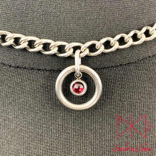 Stainless Steel Crystal Micro day collar - bdsm day collar - amethyst choker - O ring collar - locking day collar - subtle day collar - Goth shown close up, goth choker alternative collar stainless steel jewellery, goth jewellery, event jewellery. Goth Necklace, Stainless Steel Necklace, Event Necklace