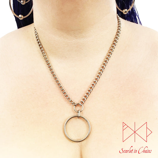 Stainless Steel Full Circle Collar - BDSM day collar - Mistress Gift - O ring necklace - Grunge chains - Goth Collar - witchy necklace Shown Worn, goth choker, alternative collar, stainless steel jewellery, goth jewellery, event jewellery. Goth Necklace, Stainless Steel Necklace, Event Necklace