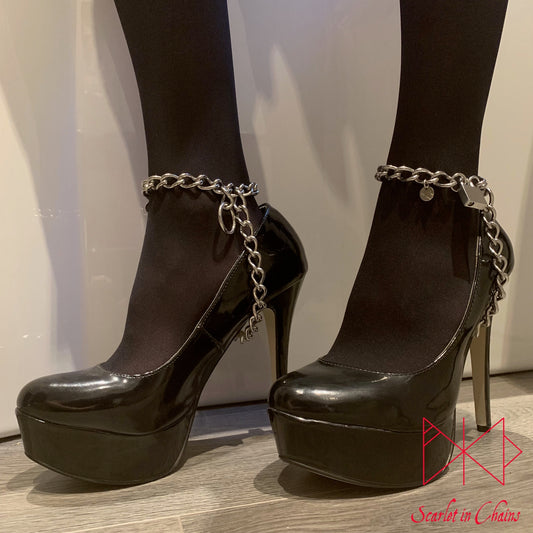 Stainless steel Rockstar Locking Heels Pair - Sissy - Forced Fem - Bdsm - Bondage - Fetish - Kinky - Cross Dresser - Transvestite - Slave - Shown Warn