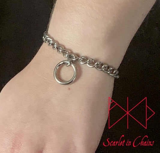 Micro Rockstar Wrist Cuff - Stainless Steel Wrist Cuff - Stainless Steel Bracelet - O Ring Cuff - Locking Cuff - Shown Warn