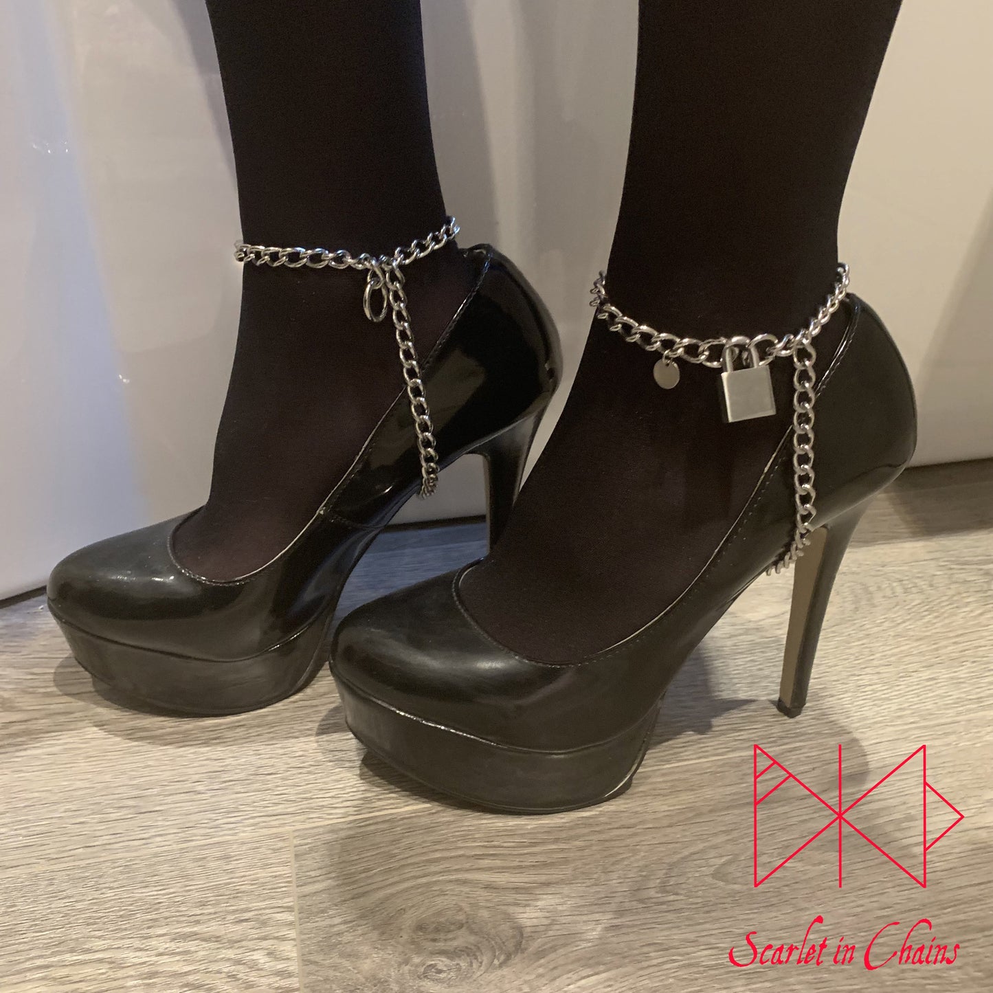 Stainless steel Mini Rockstar Locking Heels Pair - Sissy - Forced Fem - Bdsm - Bondage - Fetish - Kinky - Cross Dresser - Transvestite - Slave - Shown Warn