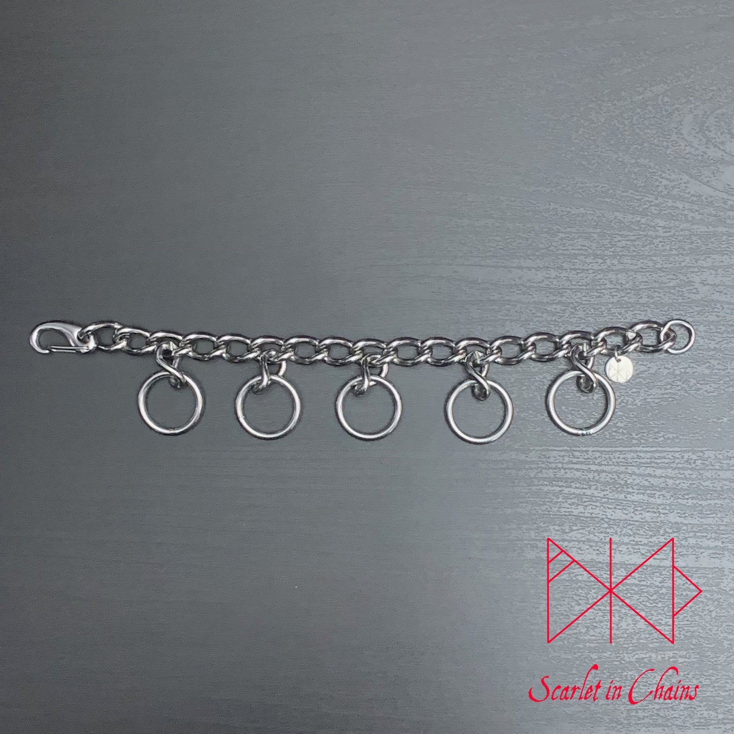 Stainless Steel Valkyrie Anklet - Stainless Steel Anklet - O Ring Anklet - Shown Flat