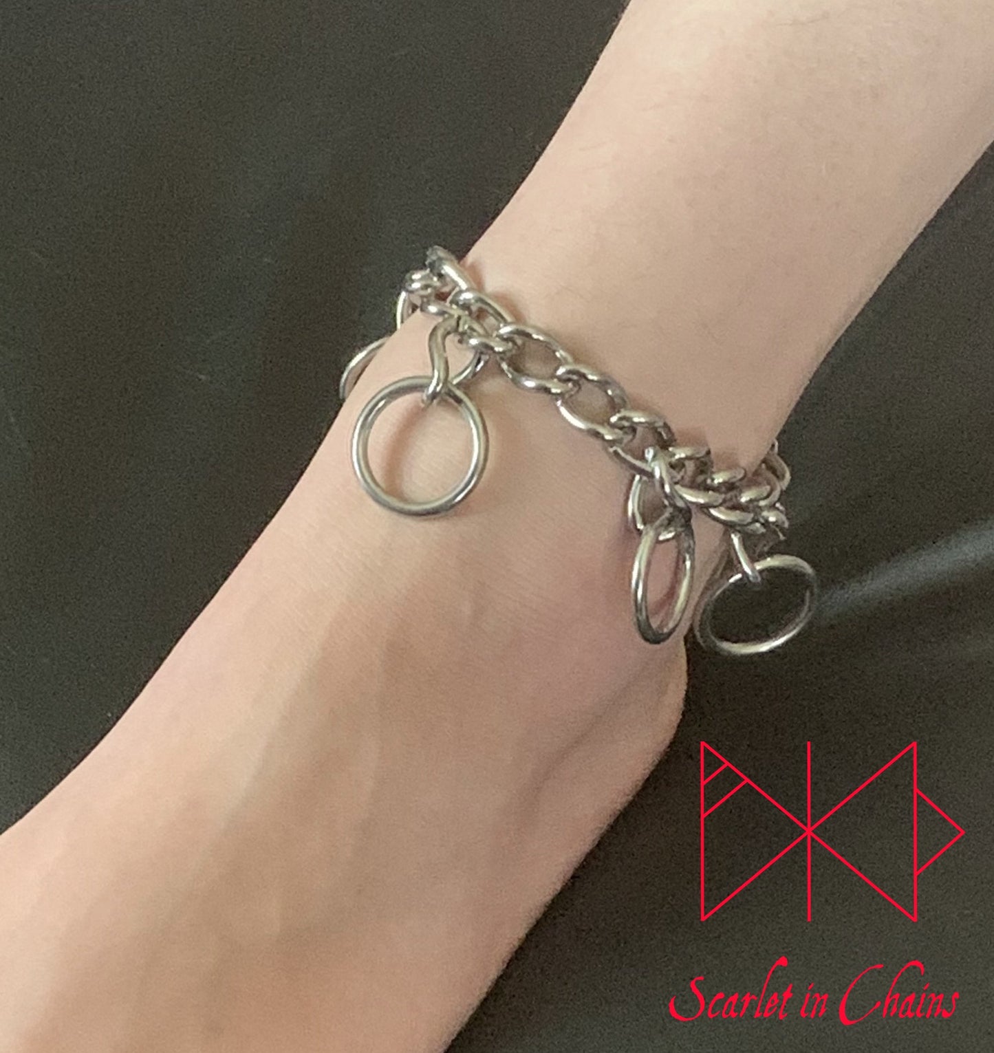 Stainless Steel Valkyrie Anklet - Stainless Steel Anklet - O Ring Anklet - Shown Warn