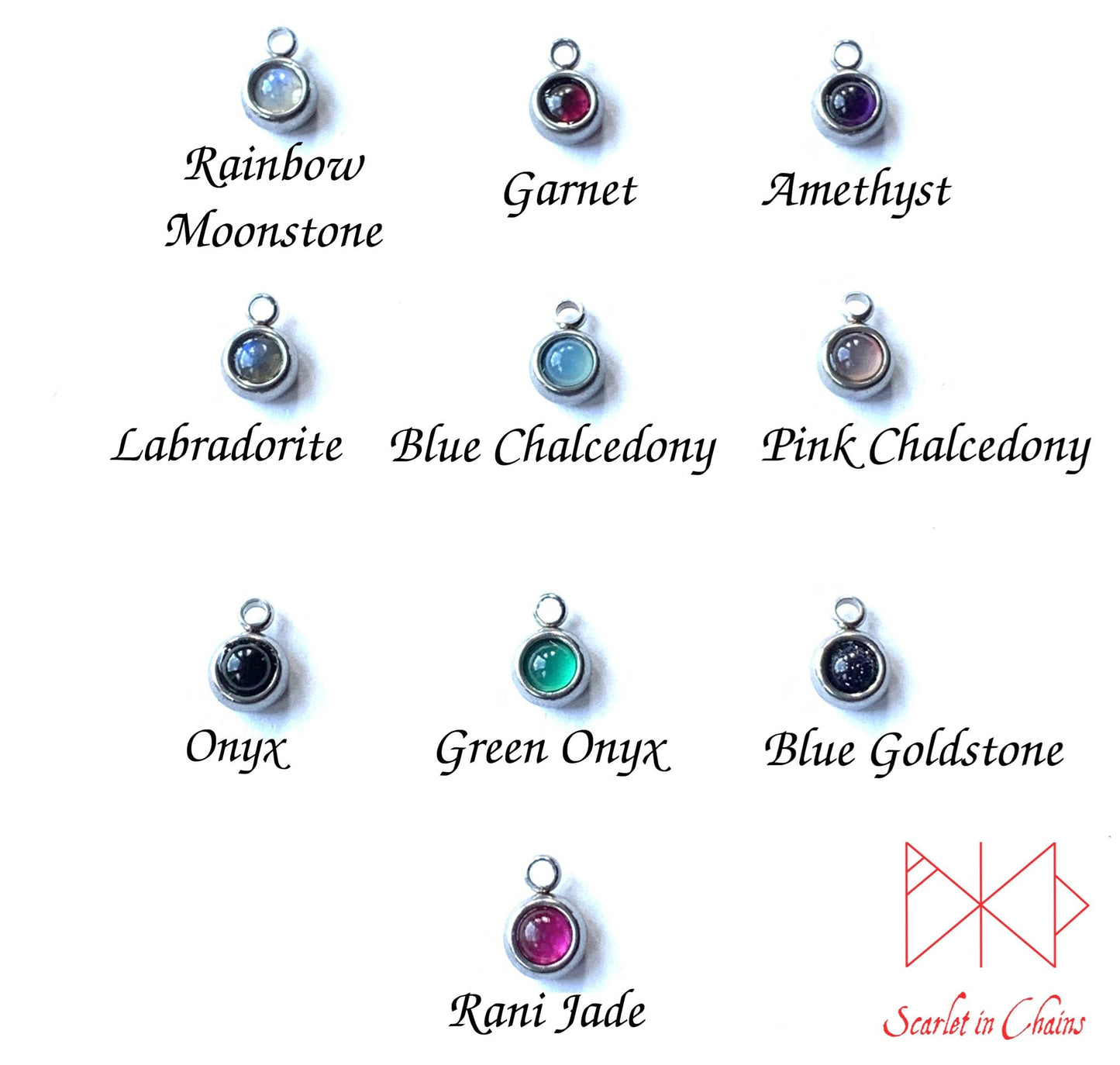 Stainless Steel Crystal Midday Leaf day collar - bdsm day collar - O ring collar - locking day collar - subtle day collar - Goth showing 4mm semi precious crystal colour chart