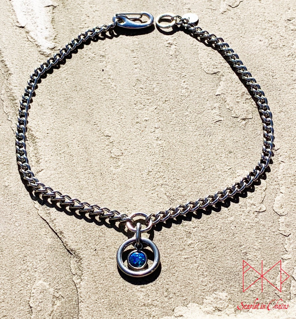 Synthetic Opal Orbit micro day collar shown flat