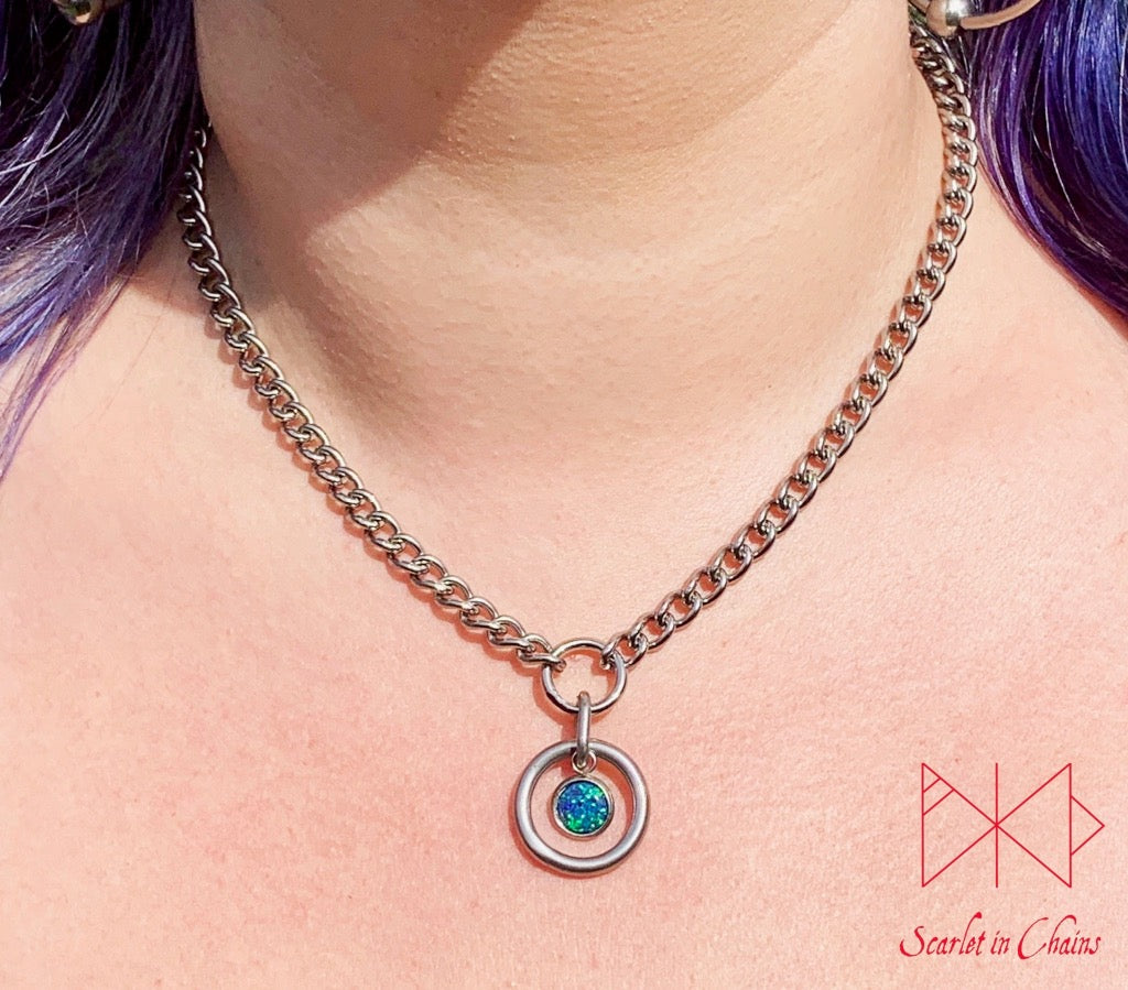 Synthetic Opal Orbit micro day collar shown warn