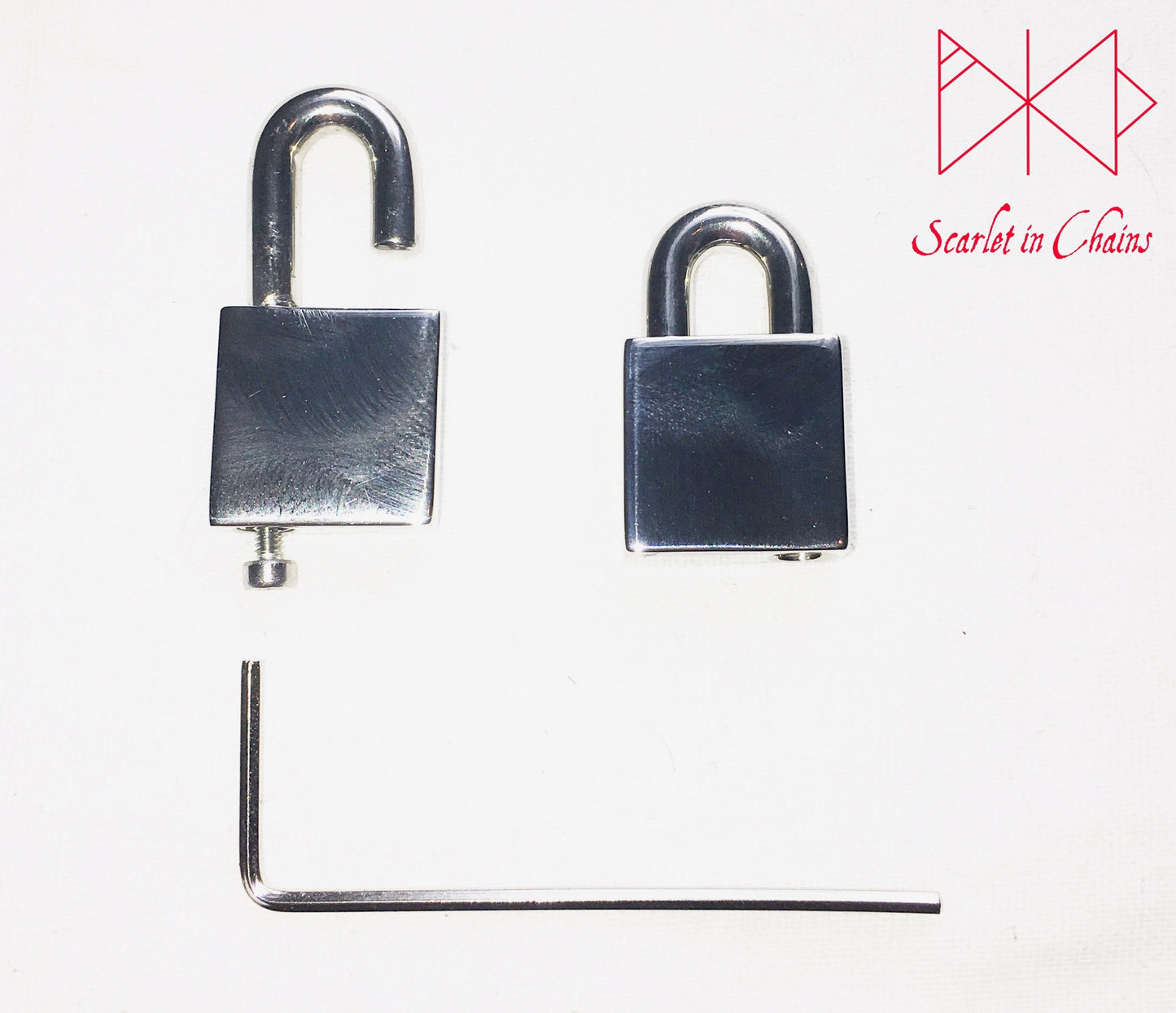 Stainless Steel padlock showing side view so you can see how the screw is used to fasten the padlock.