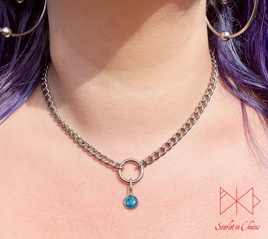 Synthetic Opal Kitten day collar shown warn