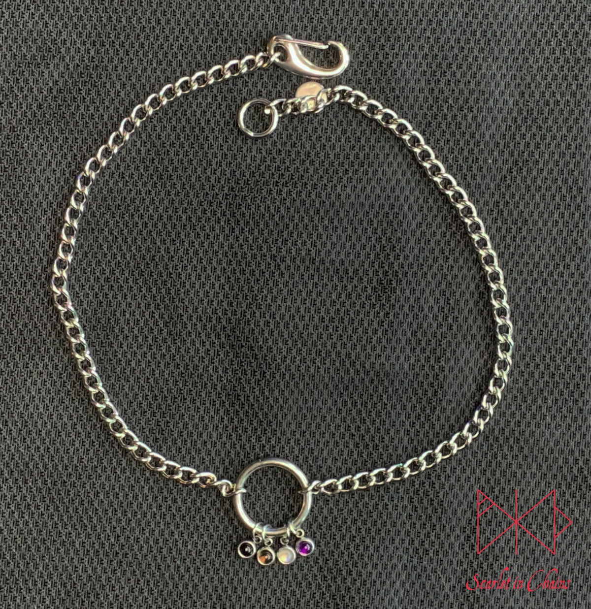Pride Stainless steel O ring day collar - LGBTQ+ - Trans Pride jewellery - Bisexual necklace - Asexual jewellery - Pride - Non Binary Shown Flat Asexual Edit alt text