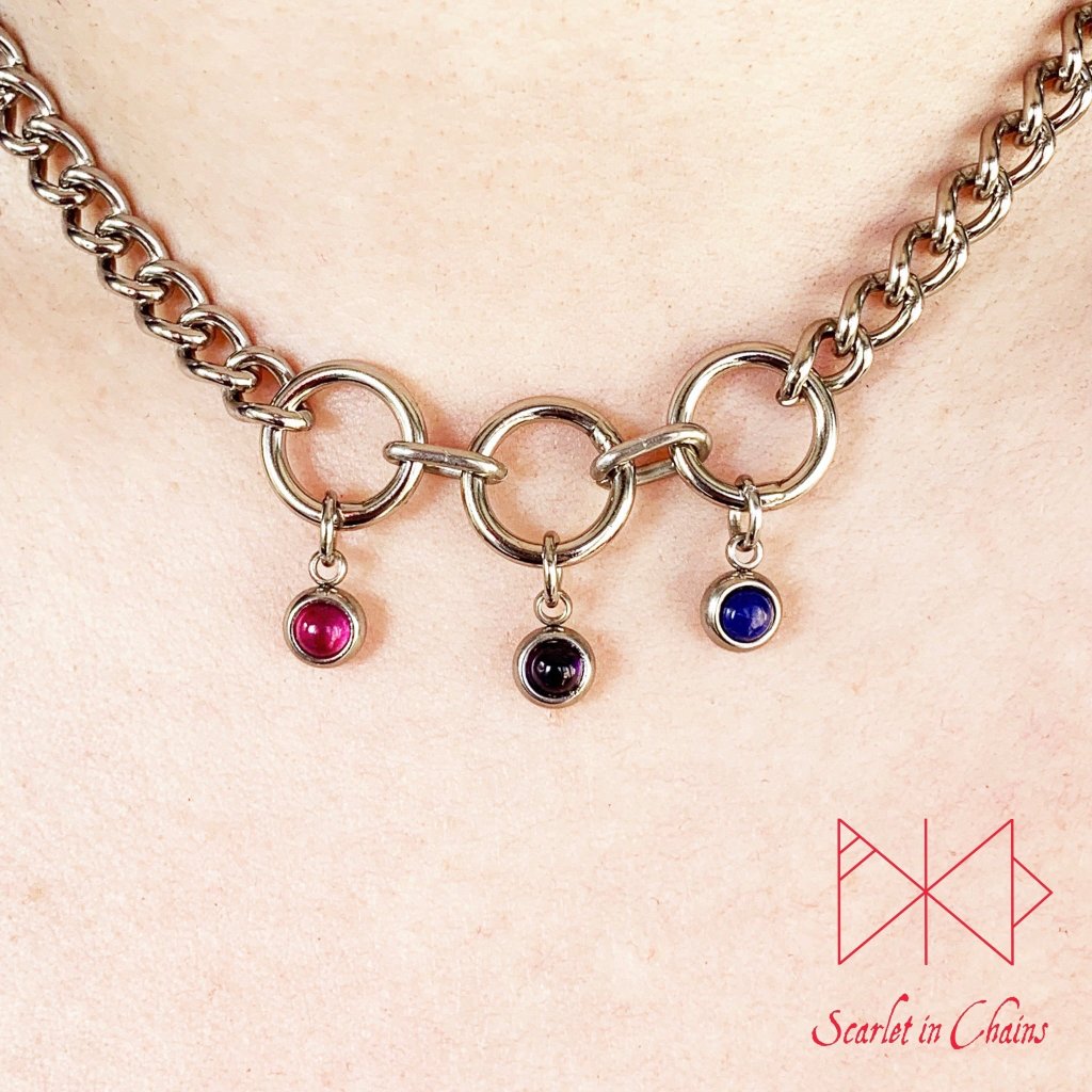 Pride Necklace stainless steel - LGBTQ+ - Trans Pride jewellery - Bisexual necklace - Asexual jewellery - Pride - Non Binary necklace - Pan Shown Close Bi Bisexual