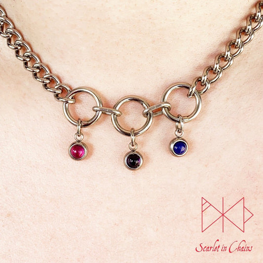 Pride Necklace stainless steel - LGBTQ+ - Trans Pride jewellery - Bisexual necklace - Asexual jewellery - Pride  - Non Binary necklace - Pan Shown Close Bi Bisexual