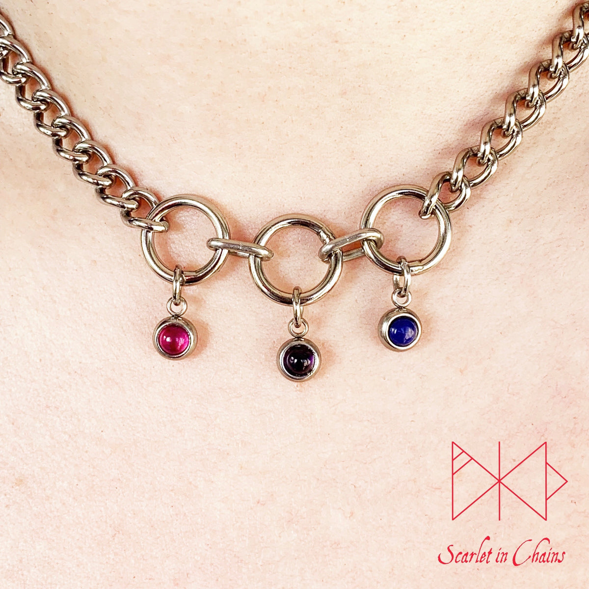 Pride Necklace stainless steel - LGBTQ+ - Trans Pride jewellery - Bisexual necklace - Asexual jewellery - Pride - Non Binary necklace - Pan Shown Close Bi Bisexual