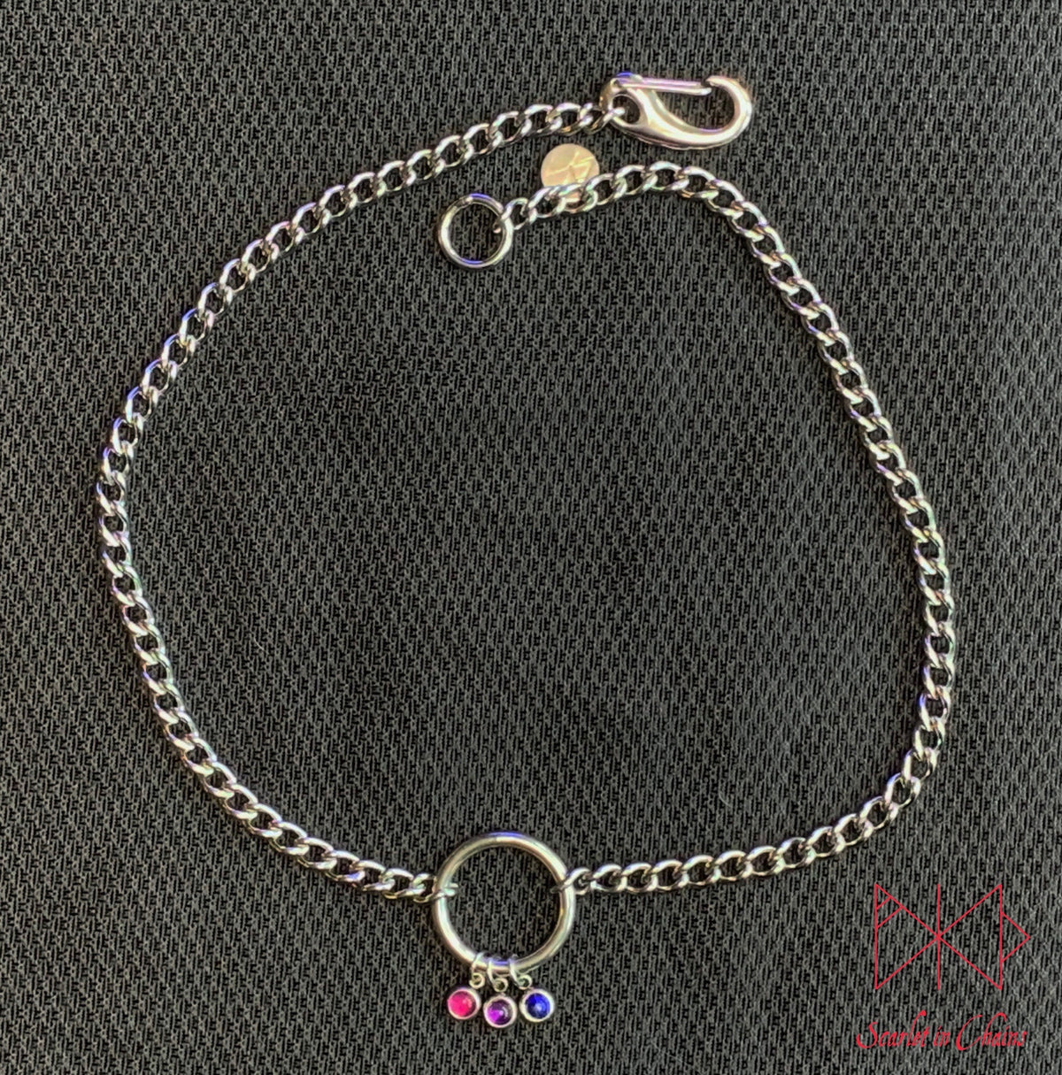 Pride Stainless steel O ring day collar - LGBTQ+ - Trans Pride jewellery - Bisexual necklace - Asexual jewellery - Pride - Non Binary Shown Flat Bisexual Bi Edit alt text