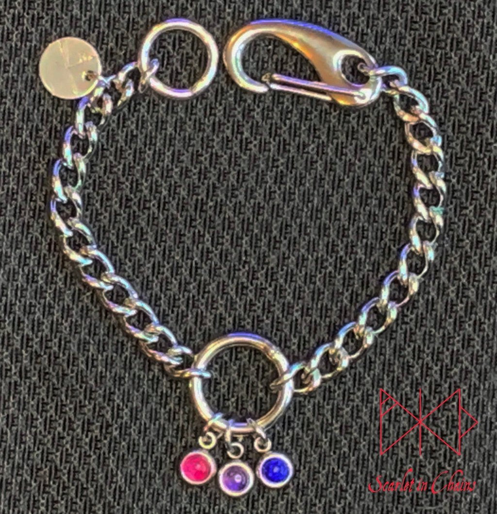 Stainless steel Pride cuff - Pride bracelet - Trans pride bracelet - Bisexual jewellery - coming out gift - LGBTQ+ jewellery - NB pride Shown Flat Bi Bisexual Edit alt text