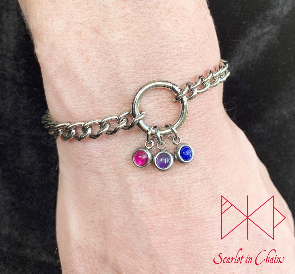 Stainless steel Pride cuff - Pride bracelet - Trans pride bracelet - Bisexual jewellery - coming out gift - LGBTQ+ jewellery - NB pride Shown Warn Bi Bisexual
