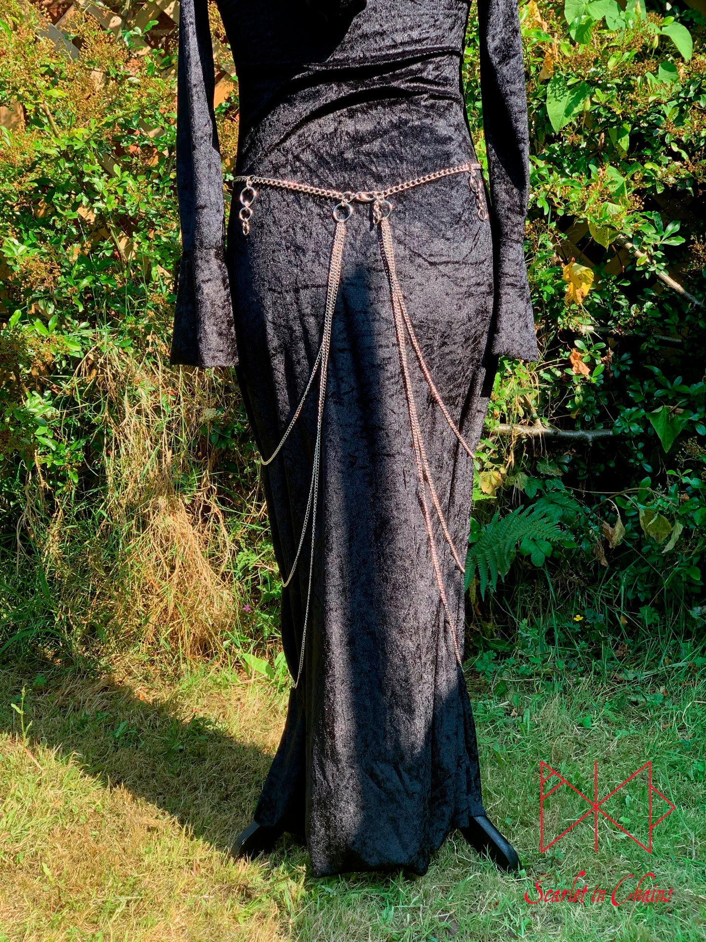 Vampiress Stainless Steel Chain Skirt Showing Back View