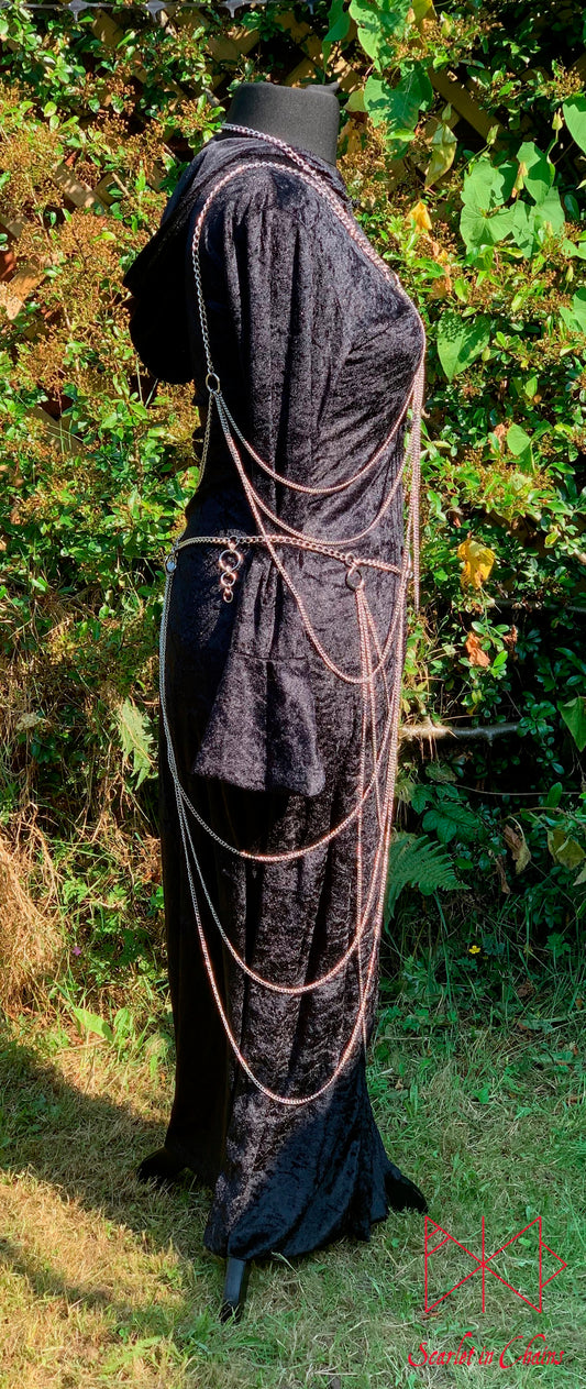Vampiress Stainless Steel Chain Harness and Skirt showing side view