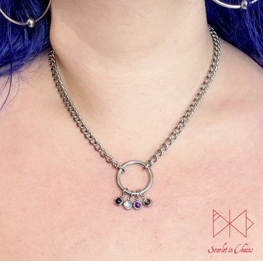 Pride Stainless steel O ring day collar - LGBTQ+ - Trans Pride jewellery - Bisexual necklace - Asexual jewellery - Pride - Non Binary Shown Worn Demisexual
