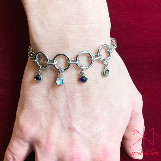 Stainless steel Pride bracelet - Trans pride bracelet - Bisexual jewellery - coming out gift - LGBTQ+ jewellery - Non Binary charm bracelet Shown warn Demisexual