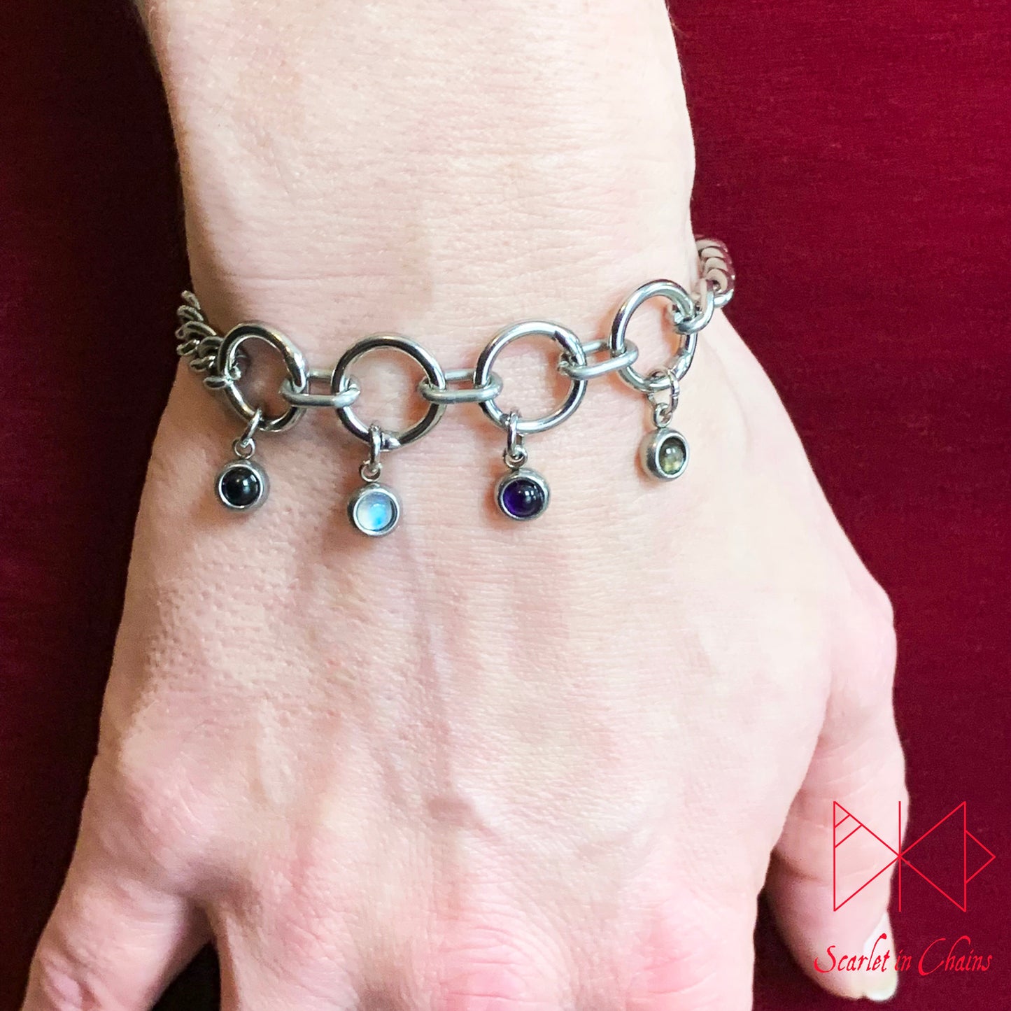 Stainless steel Pride bracelet - Trans pride bracelet - Bisexual jewellery - coming out gift - LGBTQ+ jewellery - Non Binary charm bracelet Shown Warn Demisexual