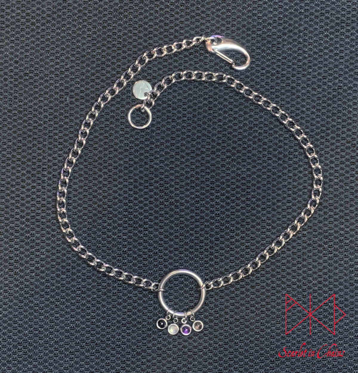 Pride Stainless steel O ring day collar - LGBTQ+ - Trans Pride jewellery - Bisexual necklace - Asexual jewellery - Pride - Non Binary Shown Flat Demisexual