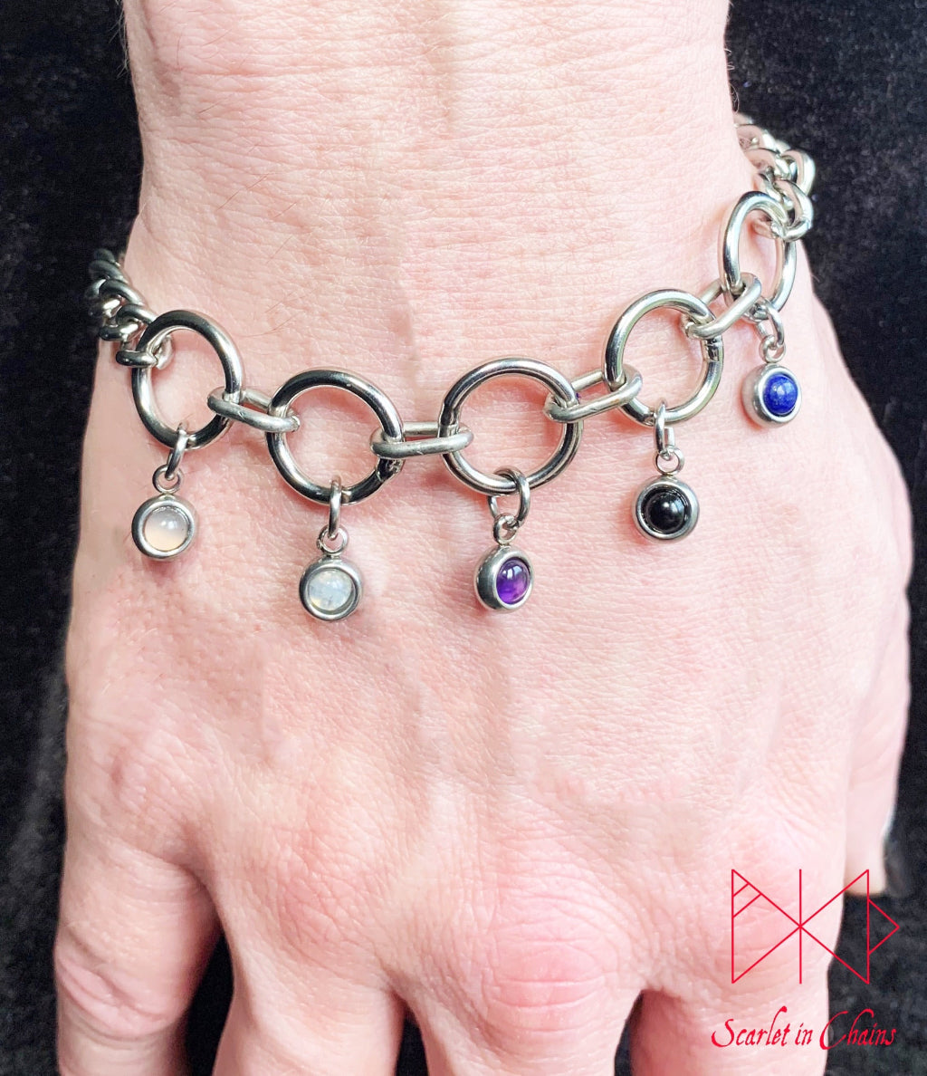 Stainless steel Pride bracelet - Trans pride bracelet - Bisexual jewellery - coming out gift - LGBTQ+ jewellery - Non Binary charm bracelet Shown worn Fluid Genderfluid