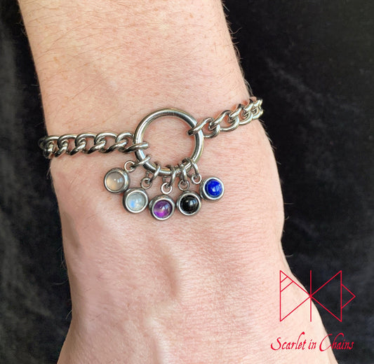 Stainless steel Pride cuff - Pride bracelet - Trans pride bracelet - Bisexual jewellery - coming out gift - LGBTQ+ jewellery - NB pride Shown Worn Fluid Genderfluid