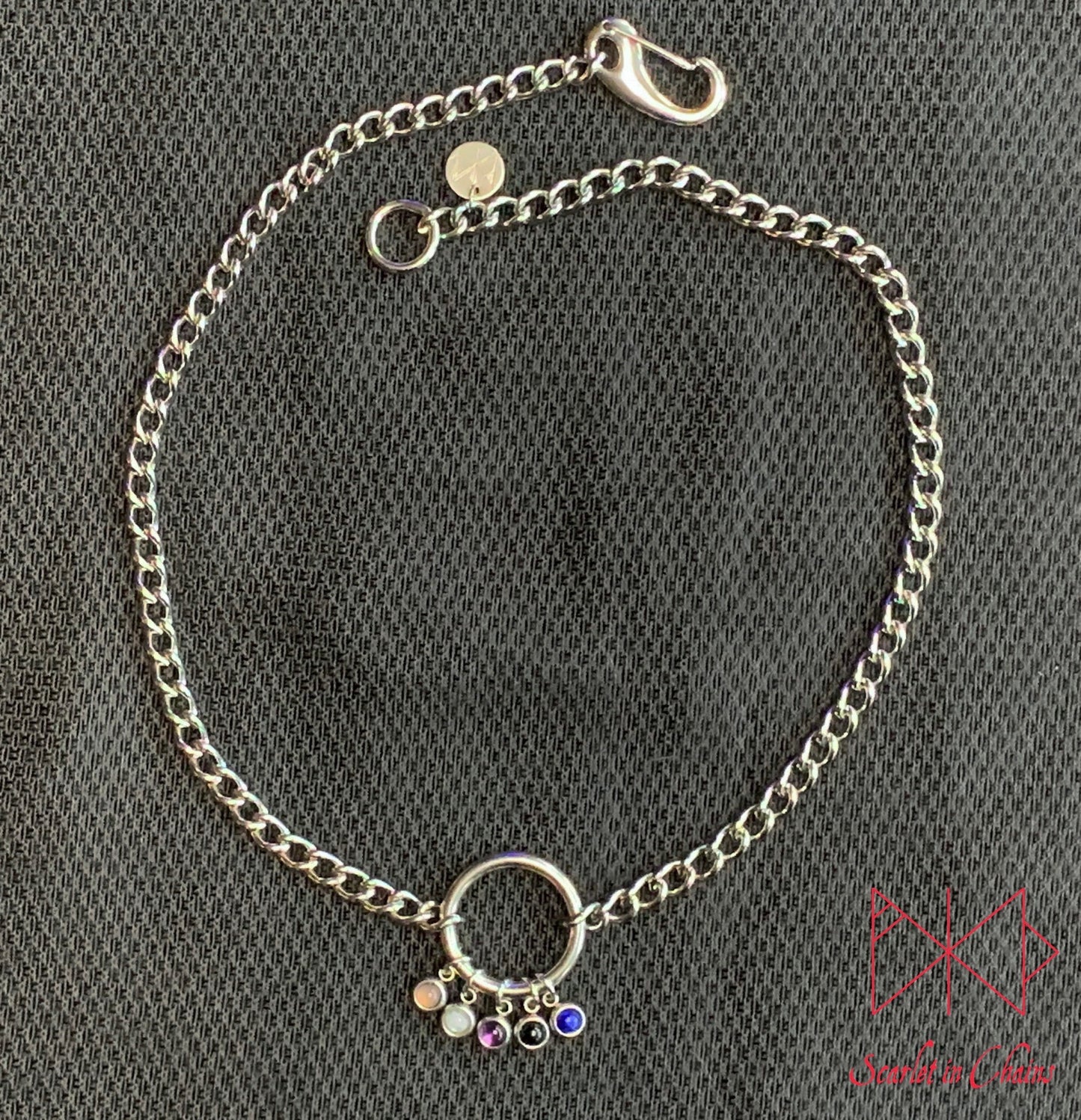 Pride Stainless steel O ring day collar - LGBTQ+ - Trans Pride jewellery - Bisexual necklace - Asexual jewellery - Pride - Non Binary Shown Flat Fluid GenderFluid Edit alt text