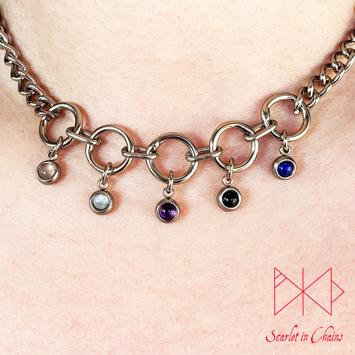Pride Necklace stainless steel - LGBTQ+ - Trans Pride jewellery - Bisexual necklace - Asexual jewellery - Pride - Non Binary necklace - Pan Shown Close Fluid Genderfluid