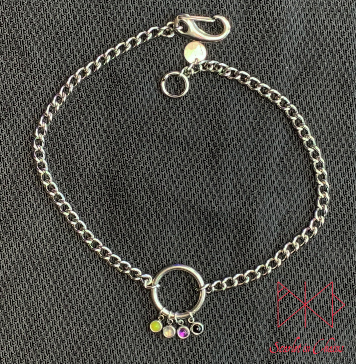 Pride Stainless steel O ring day collar - LGBTQ+ - Trans Pride jewellery - Bisexual necklace - Asexual jewellery - Pride - Non Binary Shown Flat NB Non Binary Edit alt text
