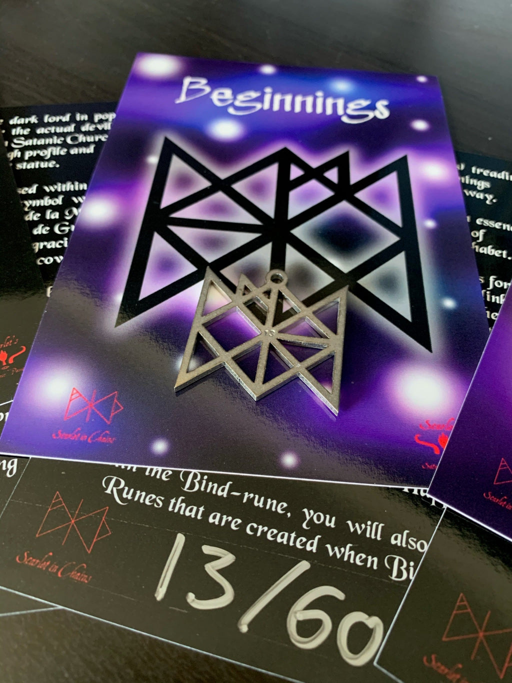316 Stainless Steel Bind Rune Necklace Laser Cut, Laser Etched and had finished custom made to size shown with art card, goth choker, alternative collar, stainless steel jewellery, goth jewellery, event jewellery. Goth Necklace, Stainless Steel Necklace, Event Necklace, witch jewellery, witch necklace, witchy necklace, witchy jewellery