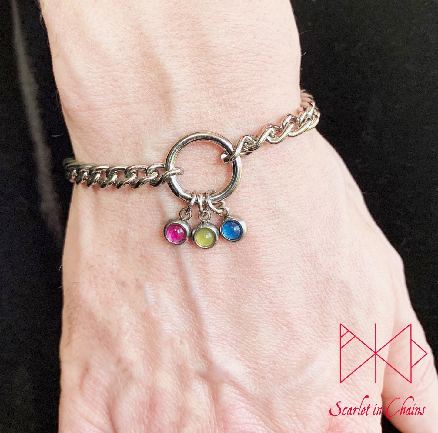 Stainless steel Pride cuff - Pride bracelet - Trans pride bracelet - Bisexual jewellery - coming out gift - LGBTQ+ jewellery - NB pride Shown Warn Pan Pansexual