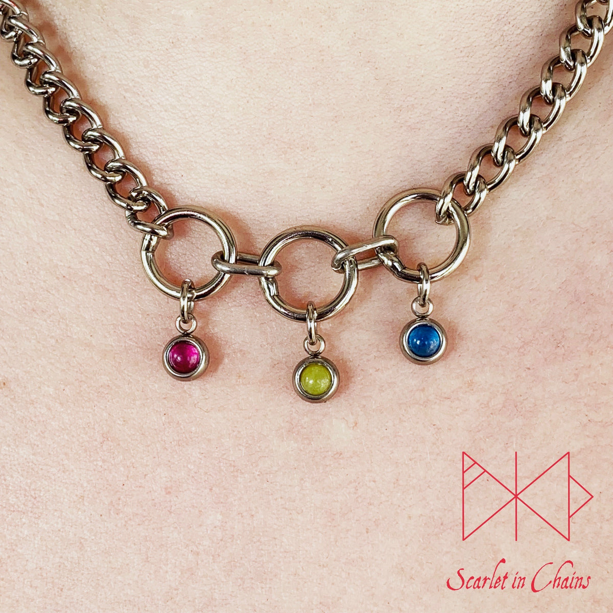 Pride Necklace stainless steel - LGBTQ+ - Trans Pride jewellery - Bisexual necklace - Asexual jewellery - Pride - Non Binary necklace - Pan Shown Close Pan Pansexual