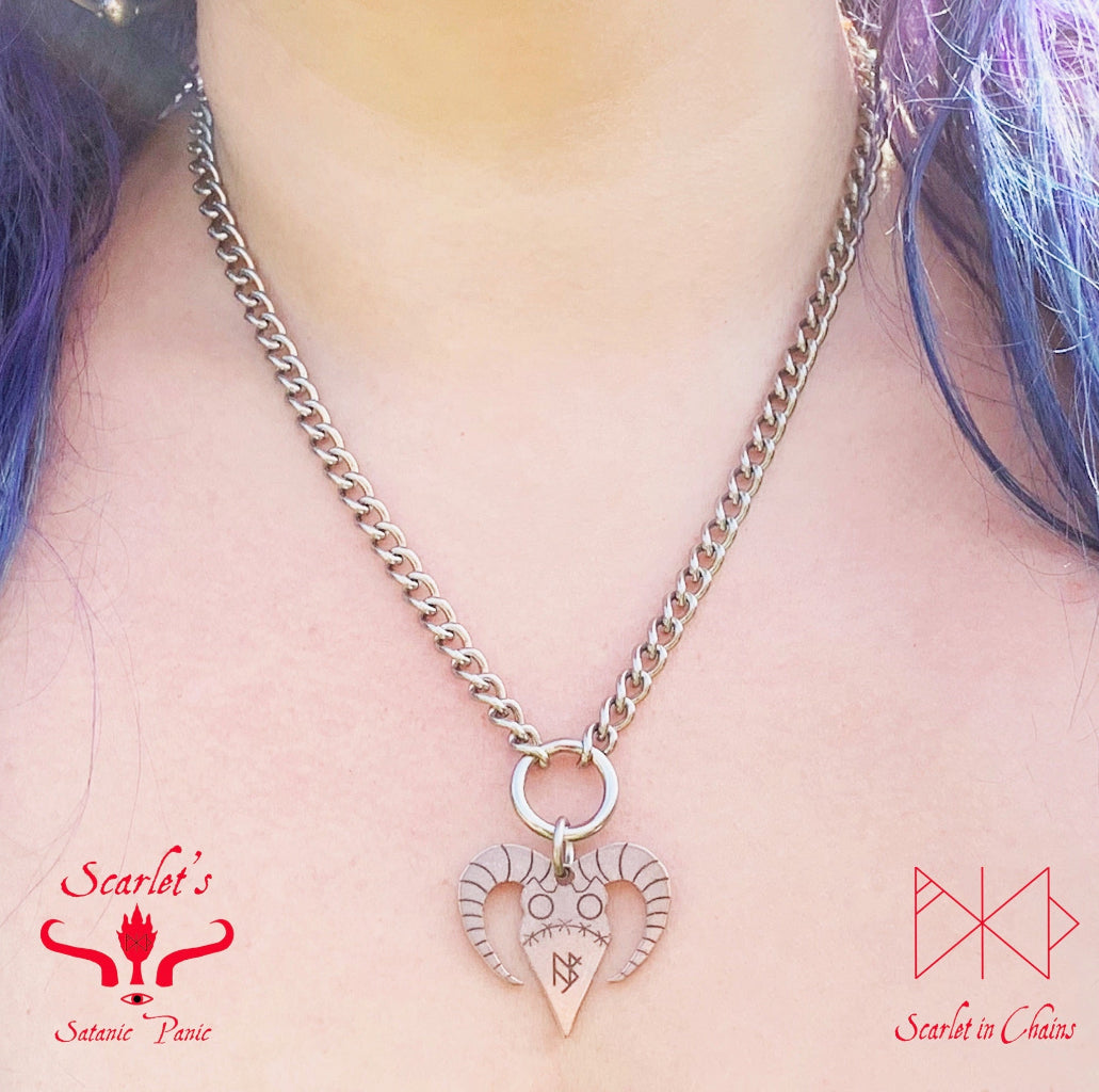 Limited Edition Stainless Steel Plague Doctor necklace worn, goth choker, alternative collar, stainless steel jewellery, goth jewellery, event jewellery. Goth Necklace, Stainless Steel Necklace, Event Necklace, witch jewellery, witch necklace, witchy necklace, witchy jewellery