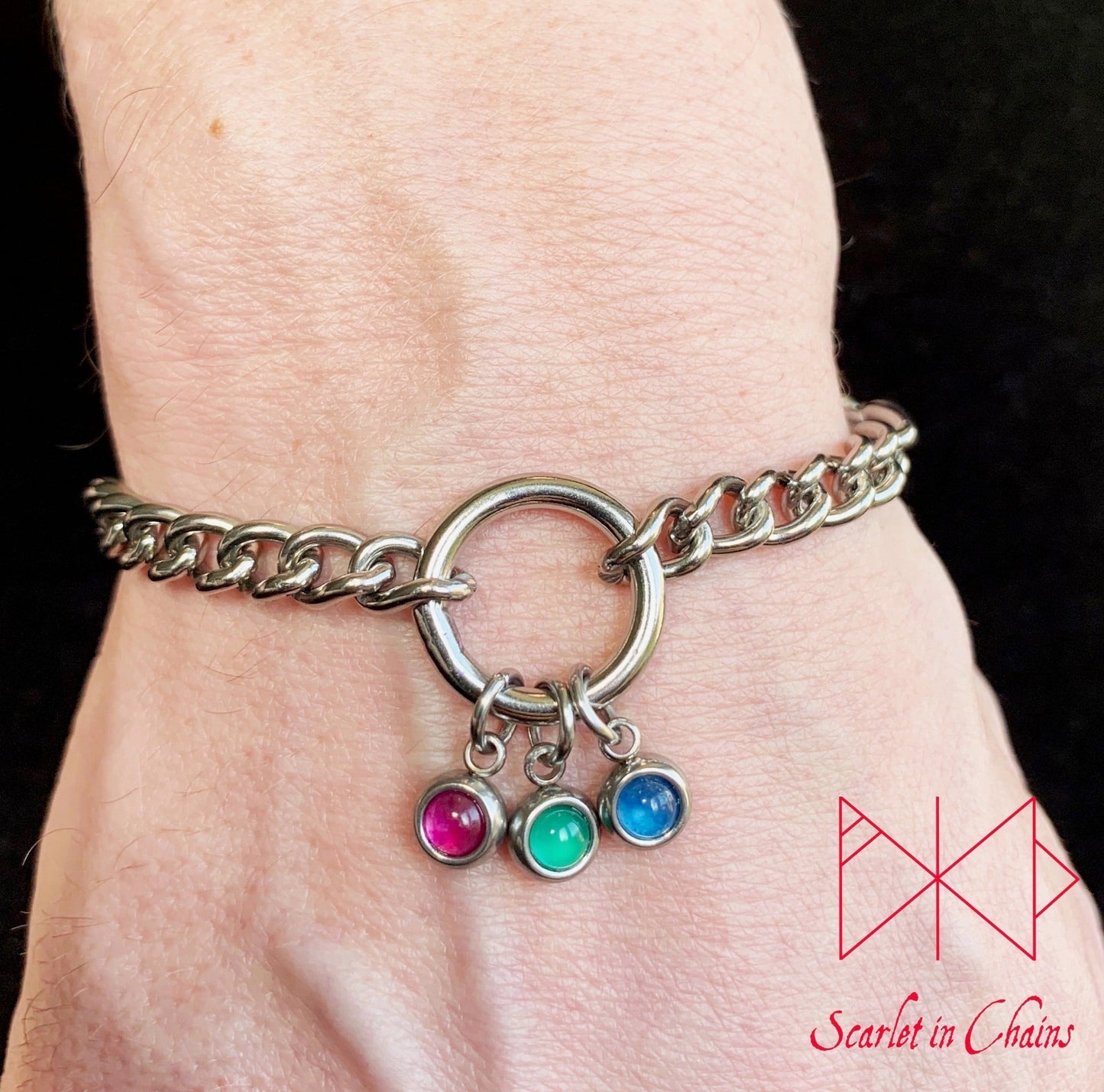 Stainless steel Pride cuff - Pride bracelet - Trans pride bracelet - Bisexual jewellery - coming out gift - LGBTQ+ jewellery - NB pride Shown Warn Polysexual