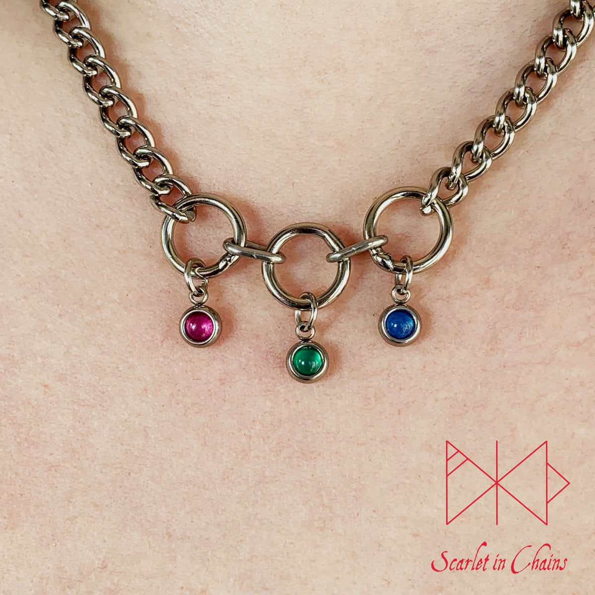Pride Necklace stainless steel - LGBTQ+ - Trans Pride jewellery - Bisexual necklace - Asexual jewellery - Pride - Non Binary necklace - Pan Shown Close Polysexual