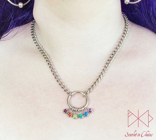 Pride Stainless steel O ring day collar - LGBTQ+ - Trans Pride jewellery - Bisexual necklace - Asexual jewellery - Pride - Non Binary Shown Warn Rainbow Pride